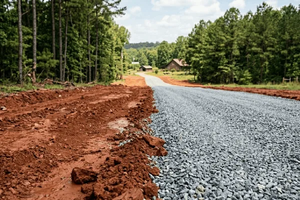Full gravel driveway restoration in Dodge County, Georgia